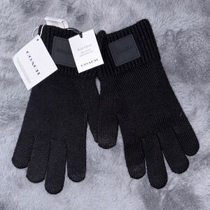 Coach Black Knit Gloves